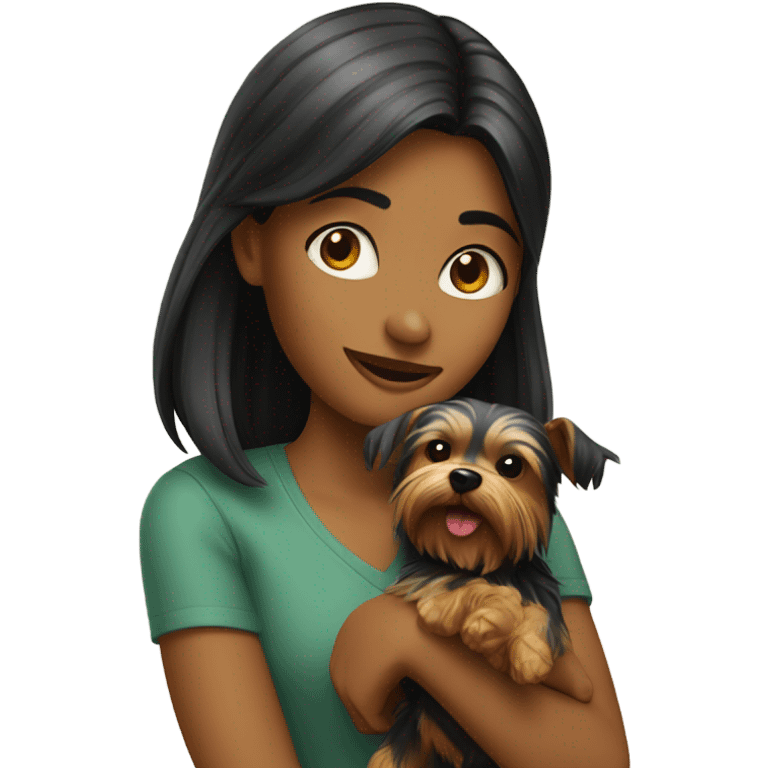 Girl with dog yorkshier emoji