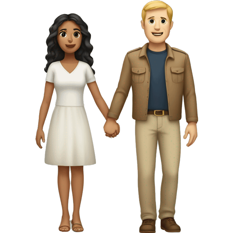 white man and latina girl holding hands emoji