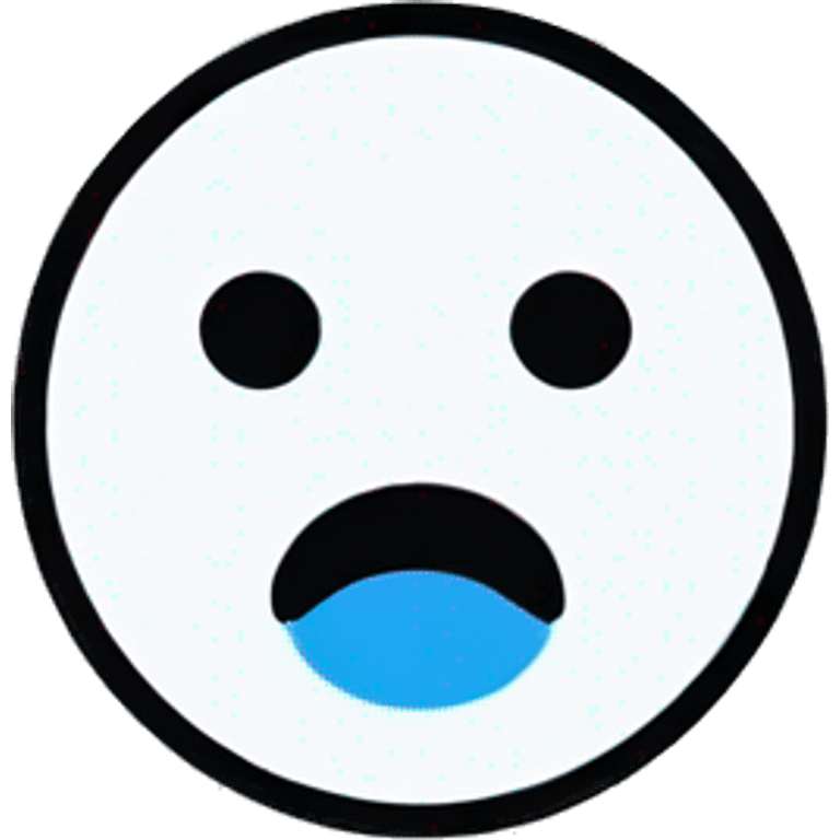 A blue circle with a cartoony face, 2 black dots for eyes and asimple blackline for a mouth emoji