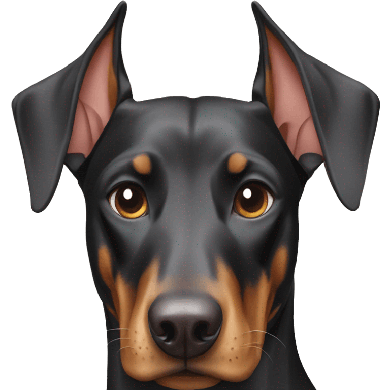 Doberman with natural ears eating pancakes emoji