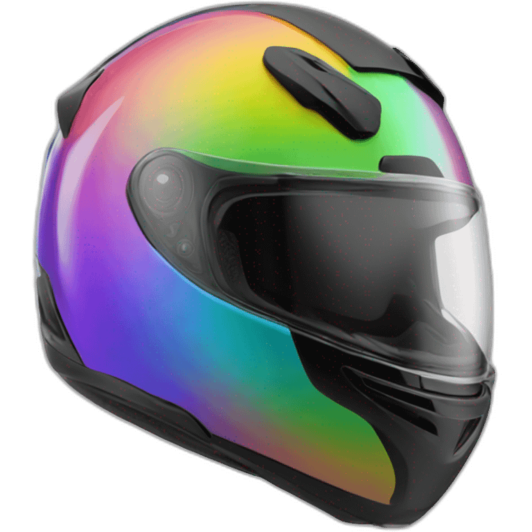 rainbow chrome motorcycle helmet emoji