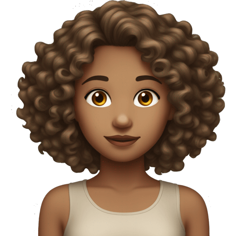 mixed race girl when hazel eyes and brown curly hair emoji