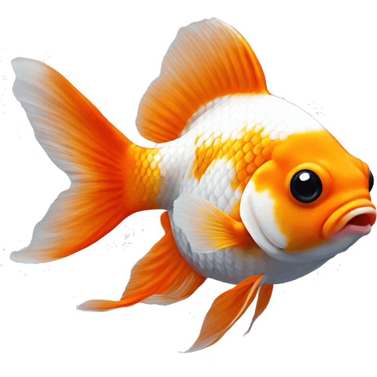 Oranda Goldfish orange white emoji