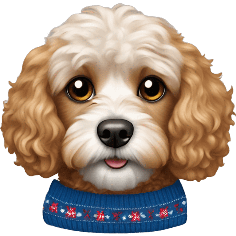 Cavapoo in a Christmas jumper  emoji