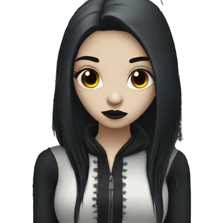 goth girl pale with long straight black hair  emoji