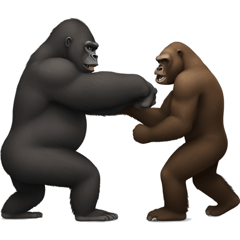 Gorilla and brown bear fighting emoji