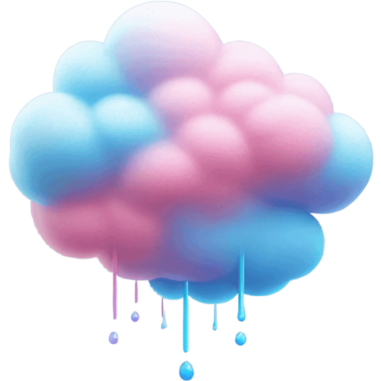 Cotton candy realistic cloud raining-candy  emoji