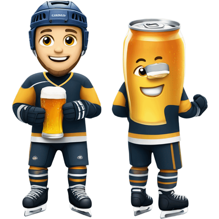 Hockey player drinking beer emoji