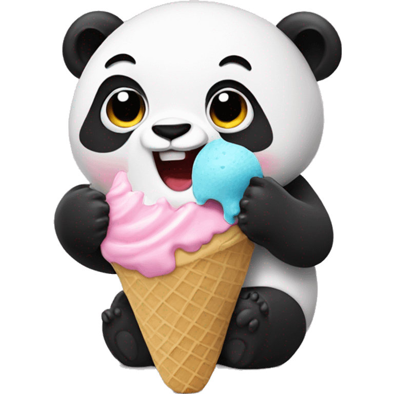 Panda eat ice cream emoji