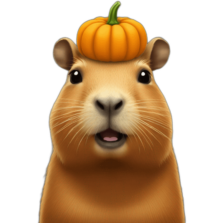 capybara with a pumpkin on its head emoji