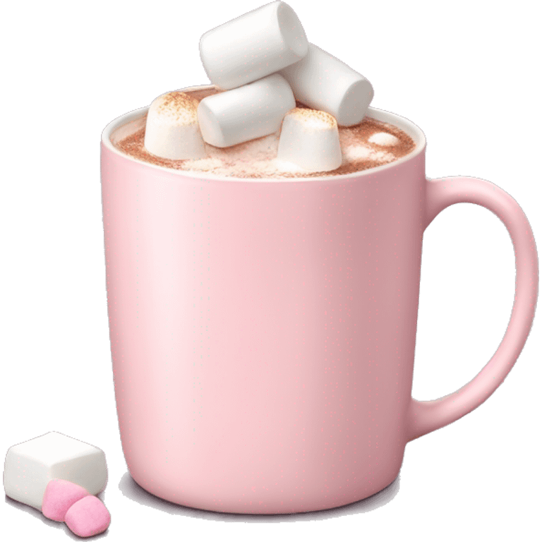 Light Pink mug of hot chocolate with marshmallows  emoji