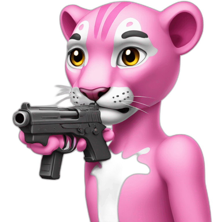 Pink Panther with gun emoji