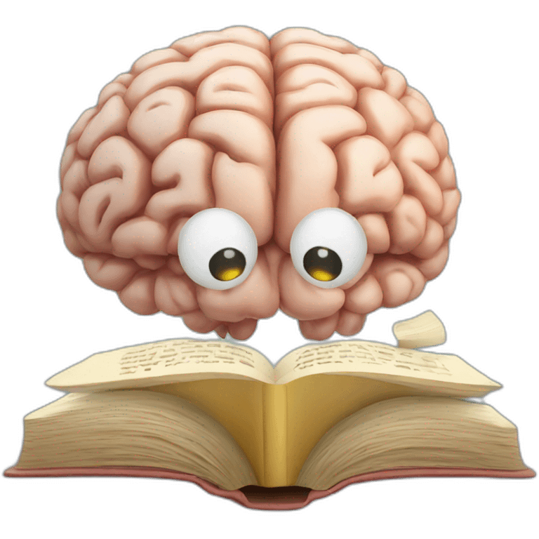 A brain reading a book emoji