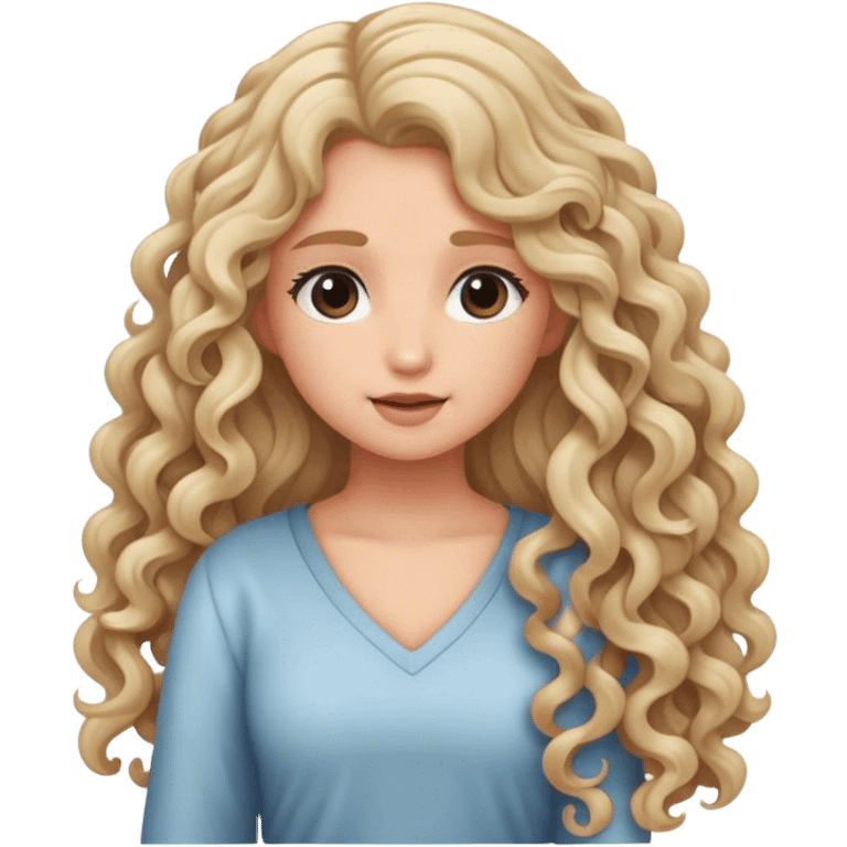 Blonde girl with long curly hair emoji