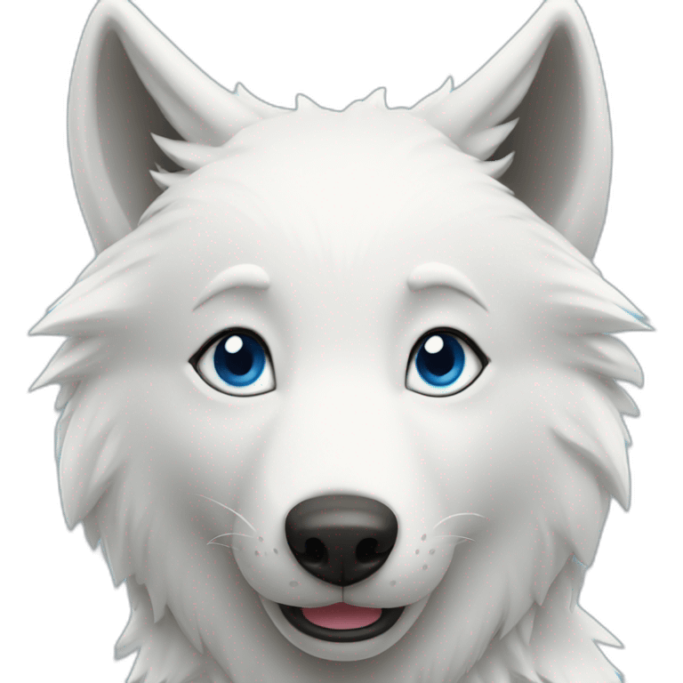 Happy White Wolf blue eyes emoji