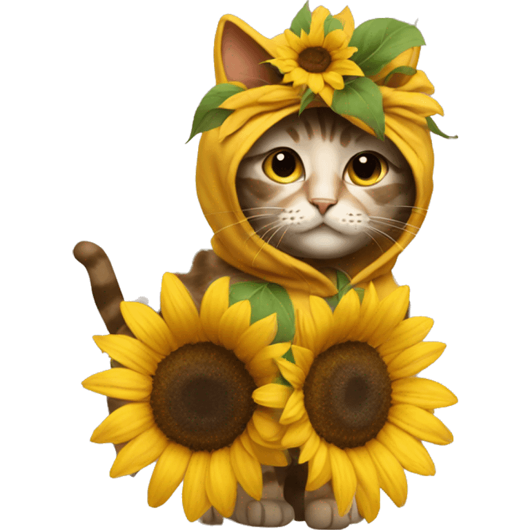 cat in a sunflower costume emoji