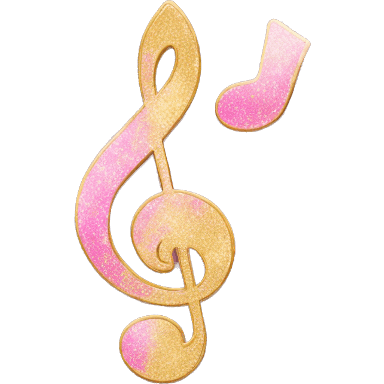 Music note coloured in pink with shimmer of gold emoji