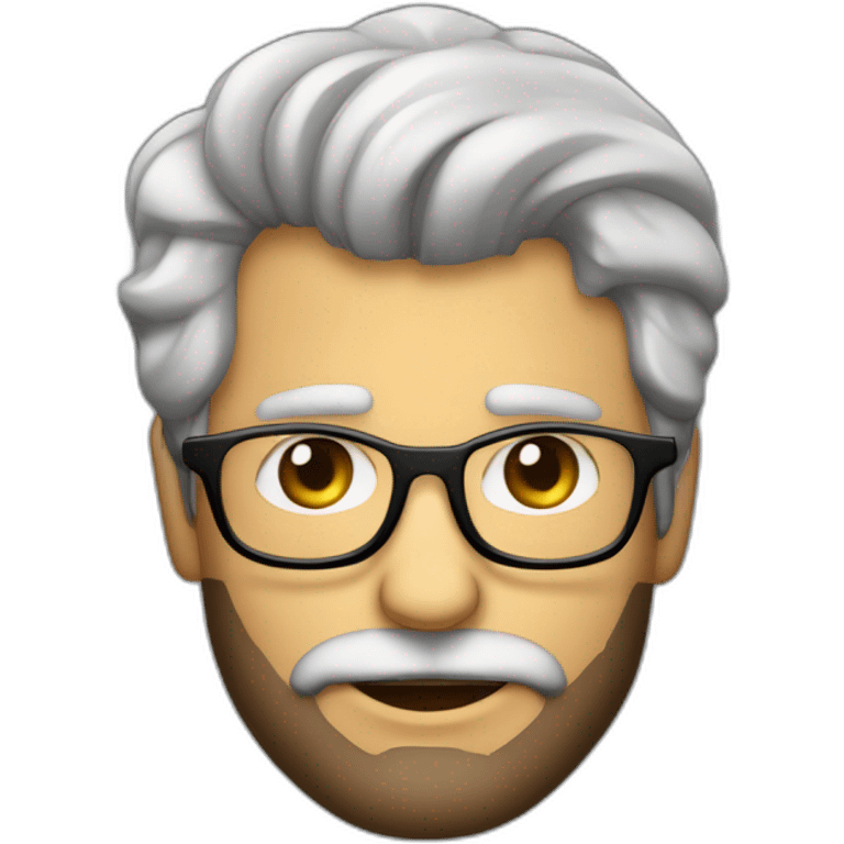 Hombre de cincuenta años pelo corto muy canoso con gafas sin marco y con barba corta emoji