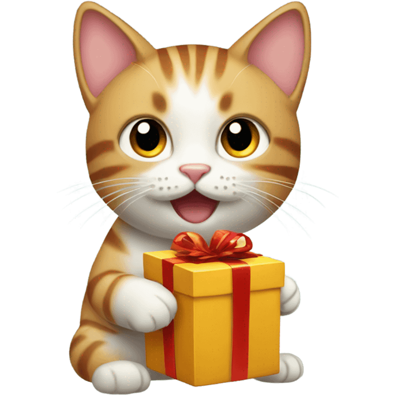 Cat holding a gift emoji