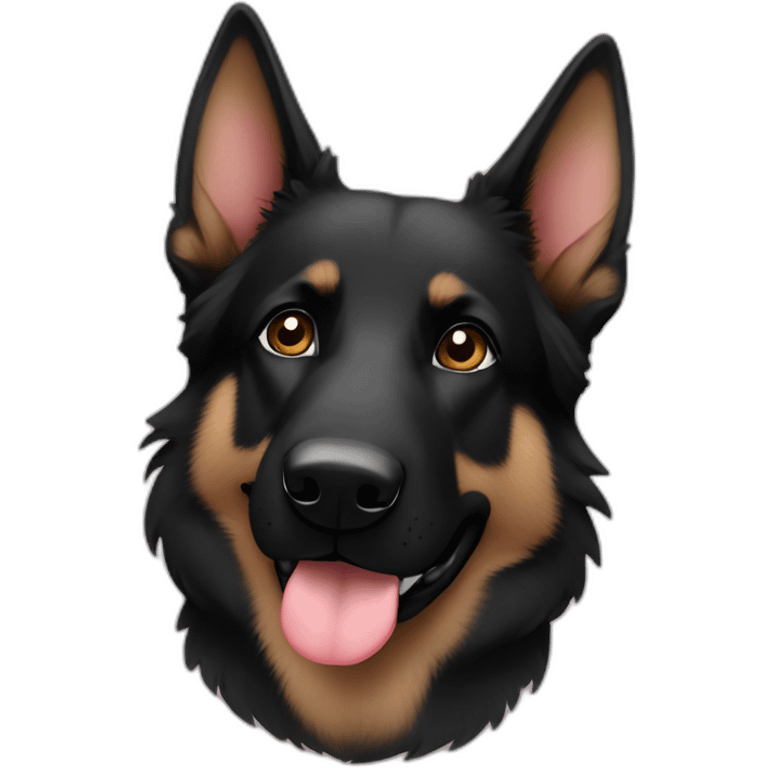 Black german shepherd with tan eyebrows and hearts emoji