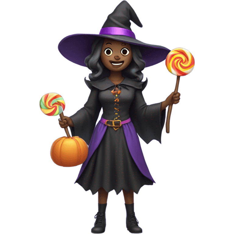 witch with a candy emoji