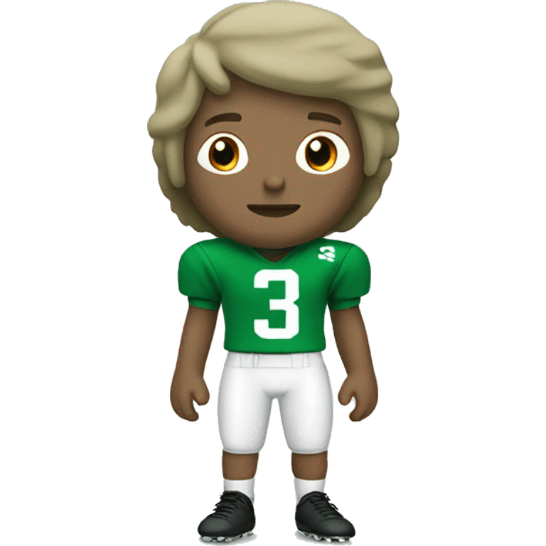 white Football player in green and white jersey wearing number 3 emoji