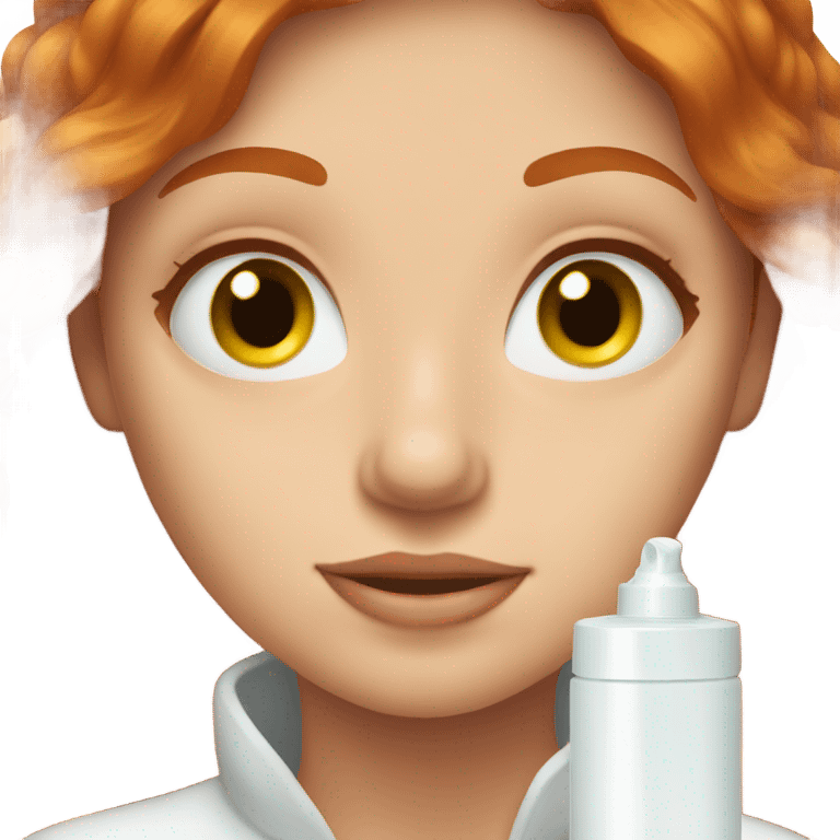 Redhead girl doing skincare   emoji