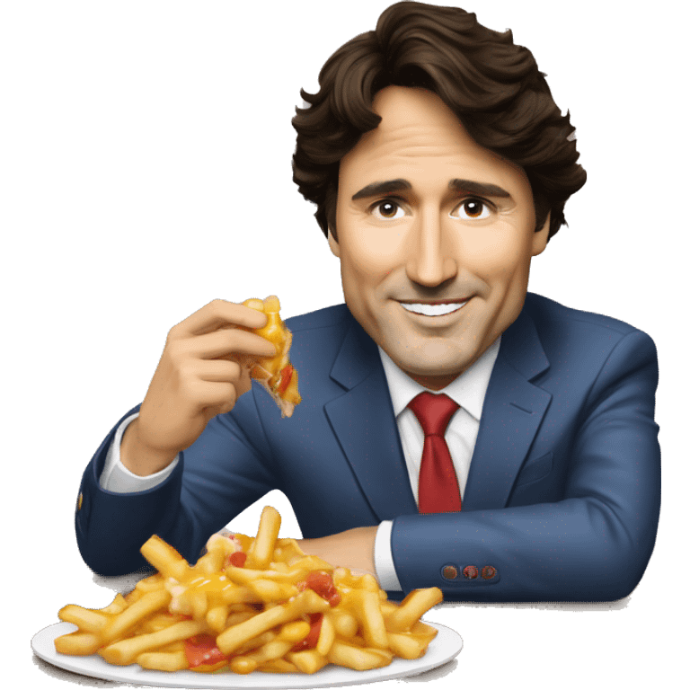 Justin trudeau mange une poutine emoji