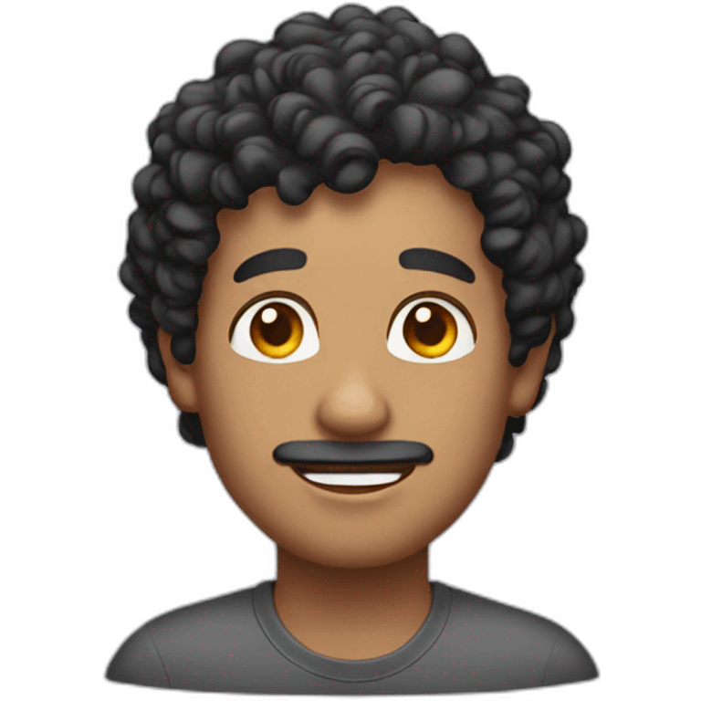 guy with dark short curly hair wearing hearing aids emoji