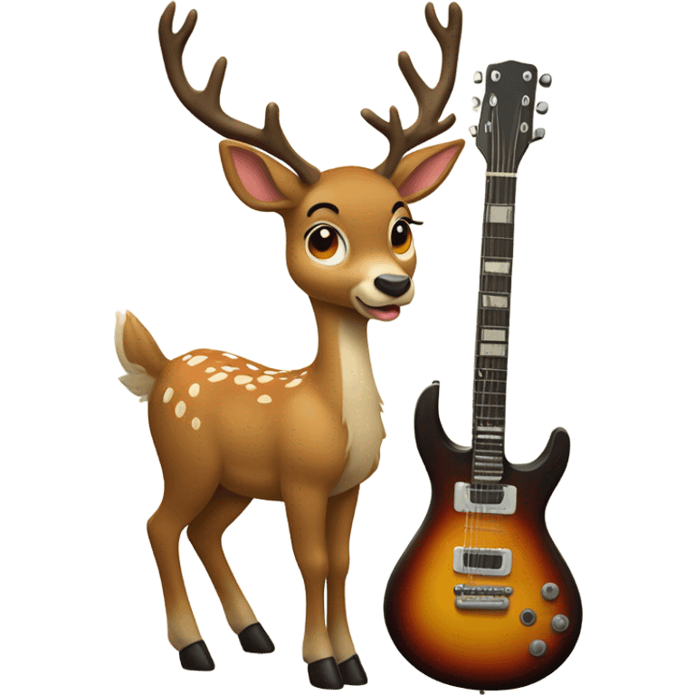 Deer playing electric guitar emoji