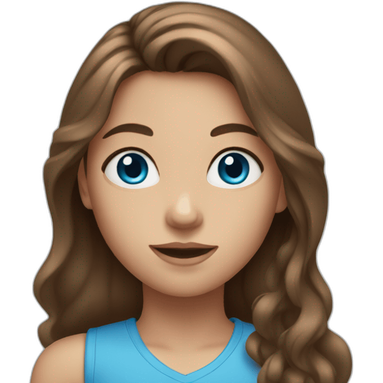 Girl with blue eyes and long brown hair  emoji