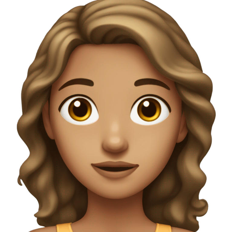 a girl with brown slightly wavy hair, hazel eyes, and tan skin  emoji