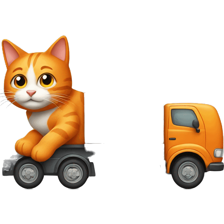 Orange cat driving a moving truck emoji