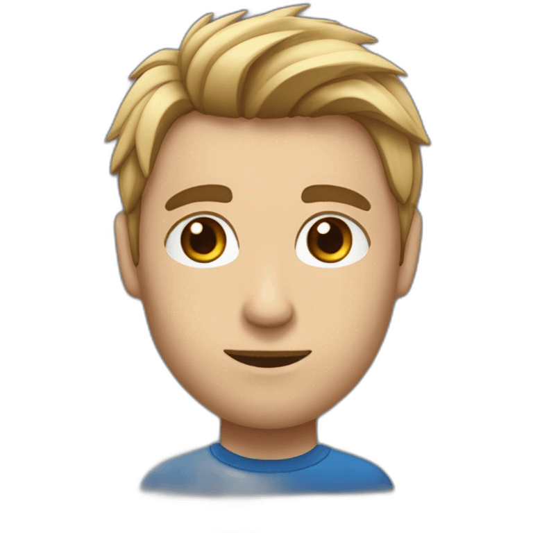 Cara de persona media calva con pelo muy corto y con barba corta y ojos azules emoji