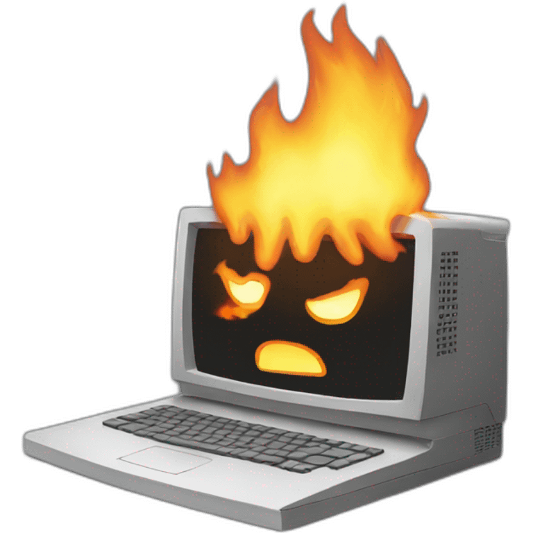 burning computer emoji