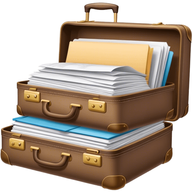 luggage filled with a lot of documents and papers emoji