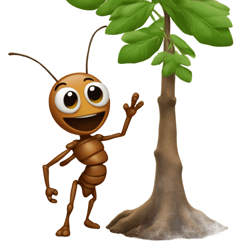 an ant holds a tree in its paws emoji