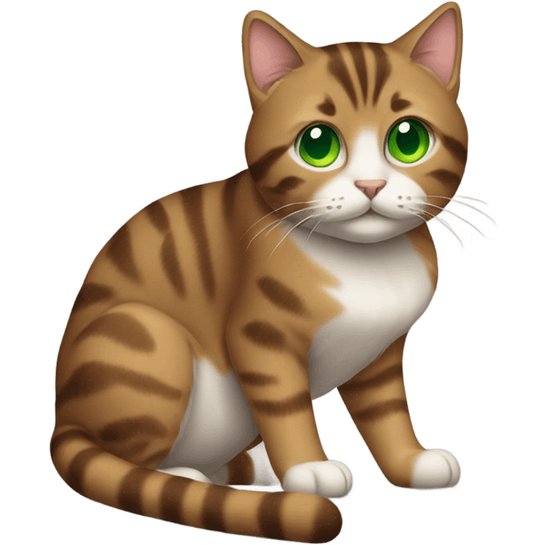 Tabby brown cat with green eyes emoji