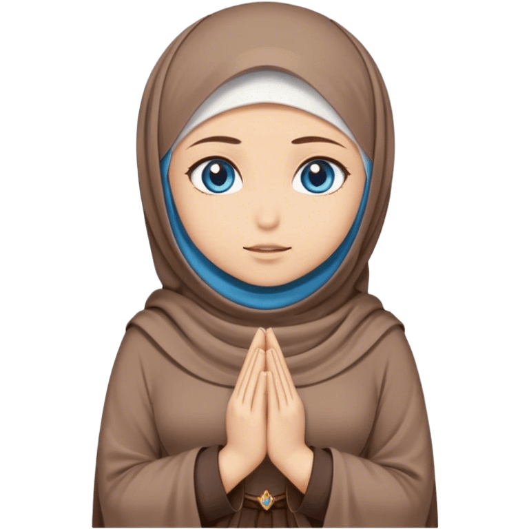 Turkish beautiful finish Konya girl blue eyes with hijab and brown stone dress it prays emoji