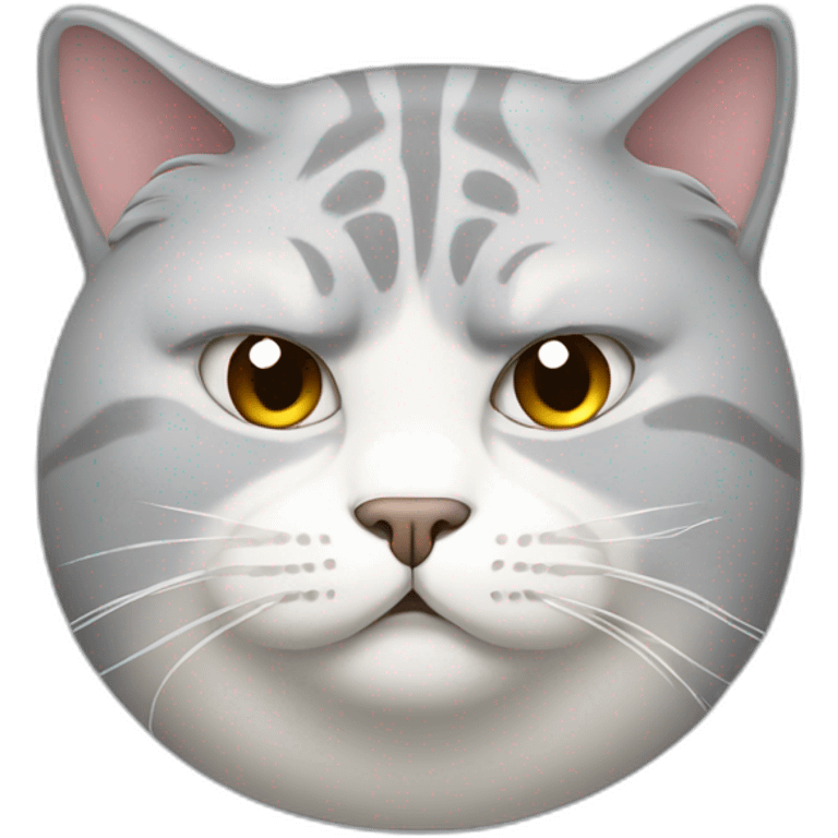 fat light gray and white cat angry face emoji