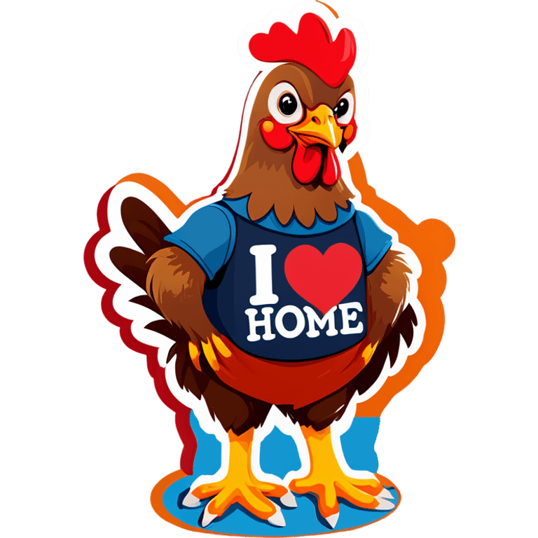 Chicken with a I love home shirt emoji