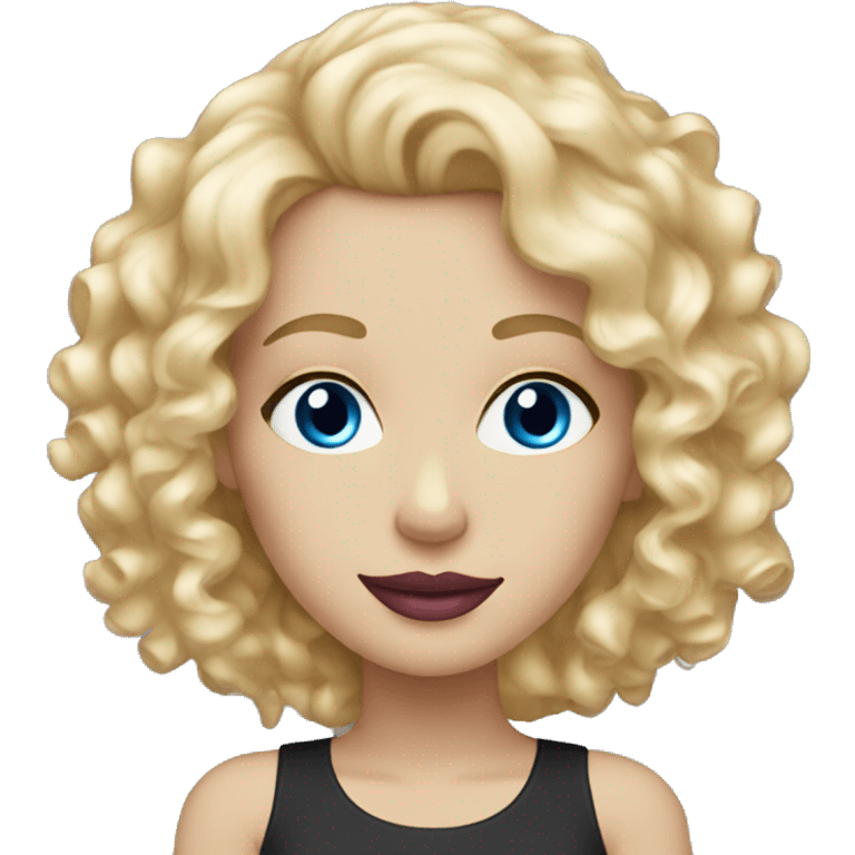 White Woman curly blonde hair blue eyes pink lipstick emoji