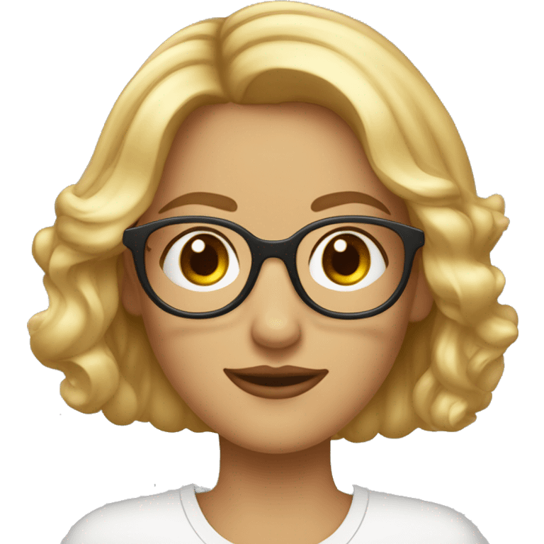 Bonjour, peux-tu générer un emoji d'une jeune femme de 35 ans blonde avec des lunettes rondes fines et dorées ? Elle a les yeux marrons. emoji