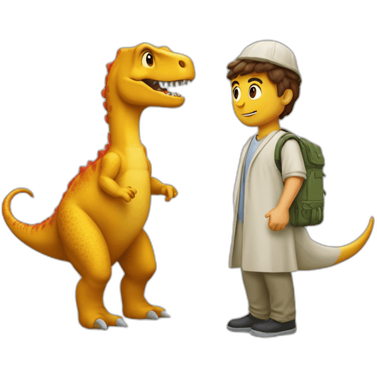 Couple musulman sur le dos d’un dinosaure emoji