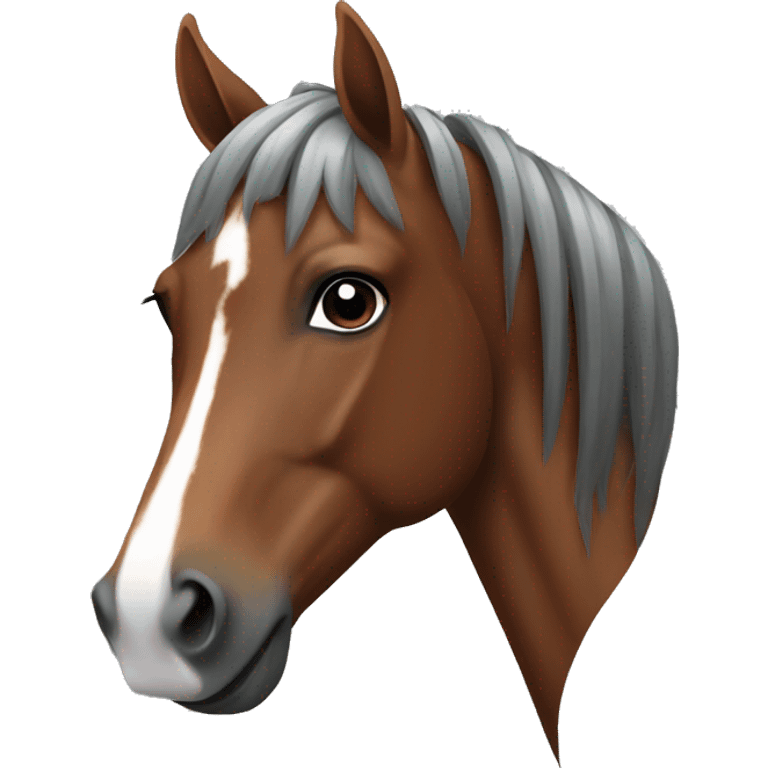 bay horse head with a white middle stripe emoji