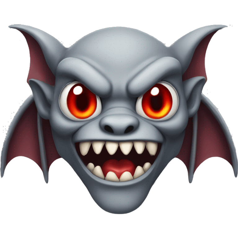 Gargoyle with red eyes, fangs and bat wings emoji