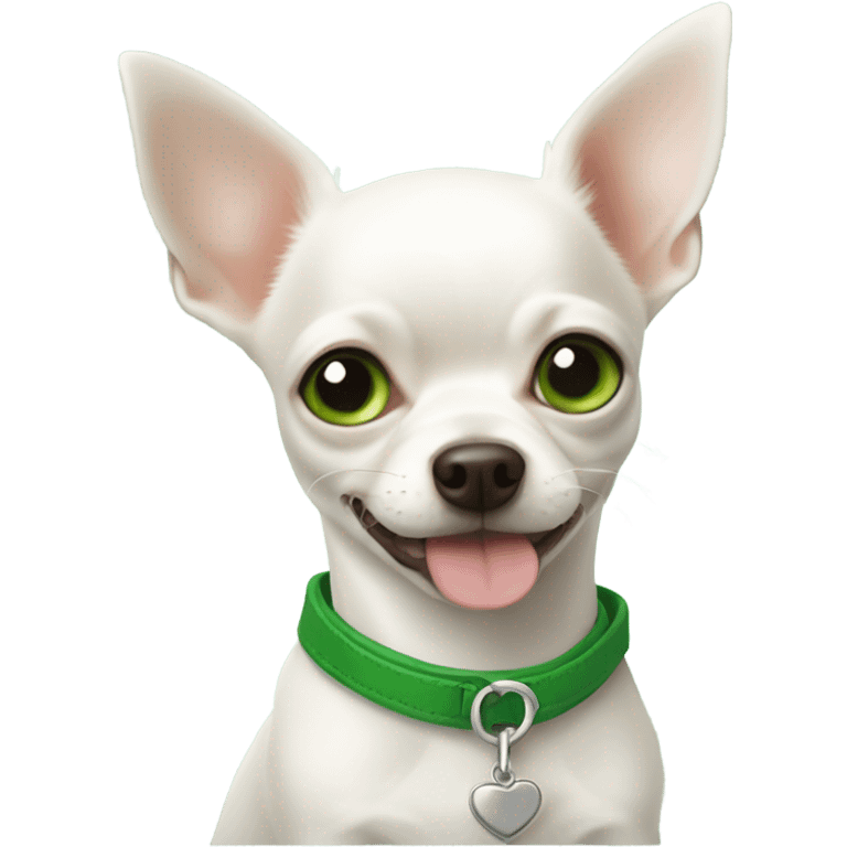 white short haired chihuahua with green eyes emoji