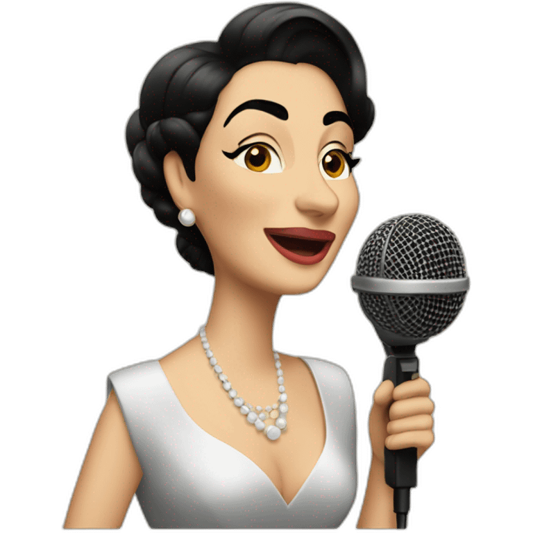 Maria Callas sings with a microphone emoji