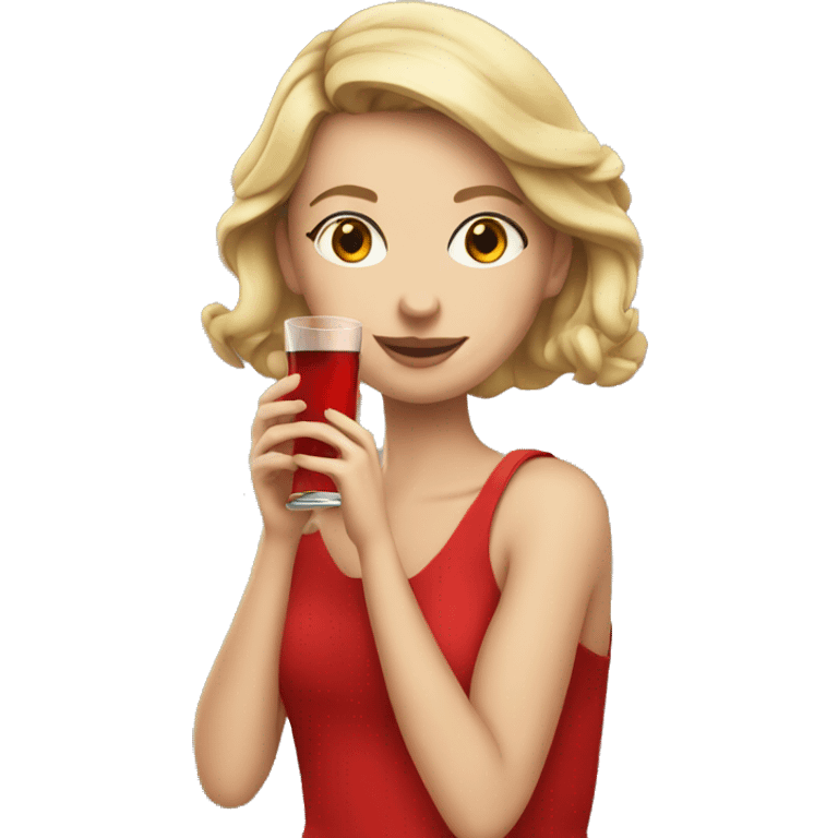 white woman short red dress drinking emoji