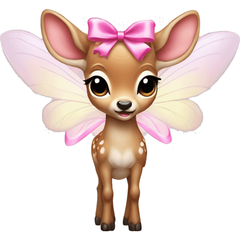 baby deer with fairy wings and a pink bow around its neck  emoji